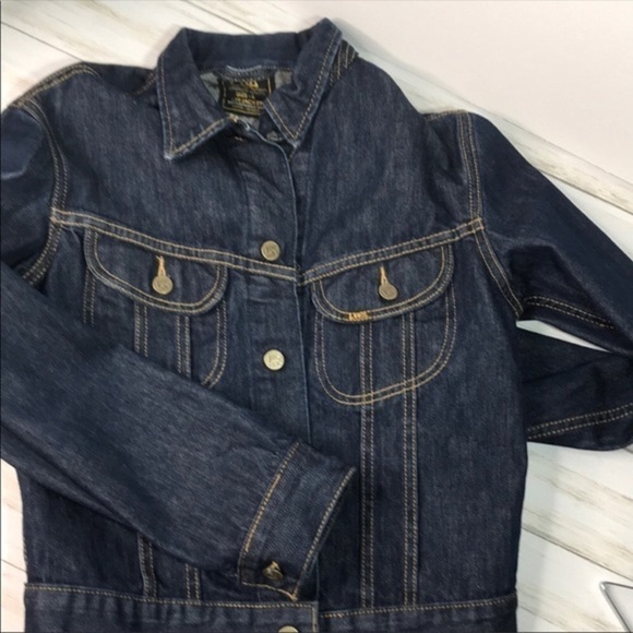 VINTAGE Lee Blue  Denim Button Up Jean Jacket Large - Picture 6 of 8